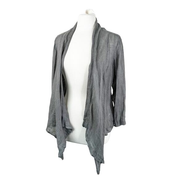 Eileen Fisher Cardigan Womens 1X Gray 100% Linen open Front Lagenlook Minimalist - Picture 1 of 9